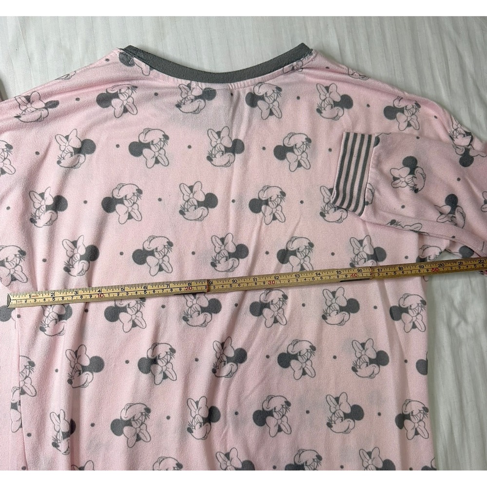 Disney Minnie Mouse Pink Gray Pajama Set Top Pants Women Medium - Picture 6 of 14